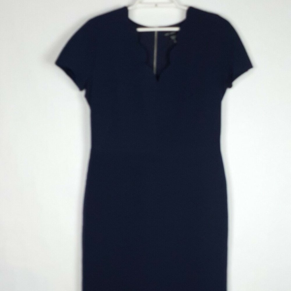 Maggy London Sz 10 Shift Midi Dress Accent Neck